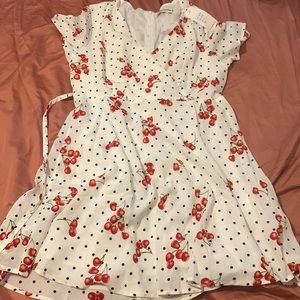 Cherry polka dot print mini wrap dress. SM wardrobe. XL. New with Tags